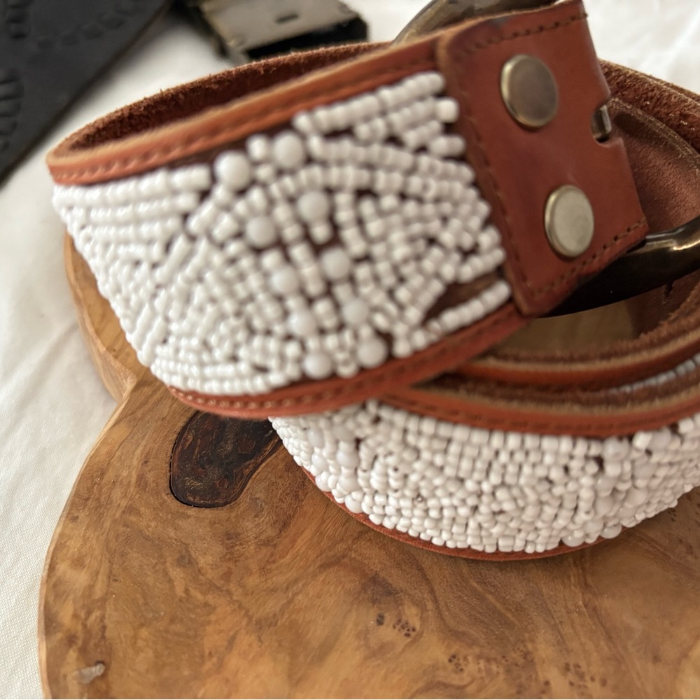 Lucky Brand Beaded Brown Leather Belt